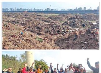 A heap of pond soil in the sports field sachkahoon