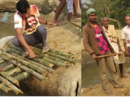 नेपाल के डेरा सच्चा सौदा अनुयायियों ने टूटी पुलिया बांधी