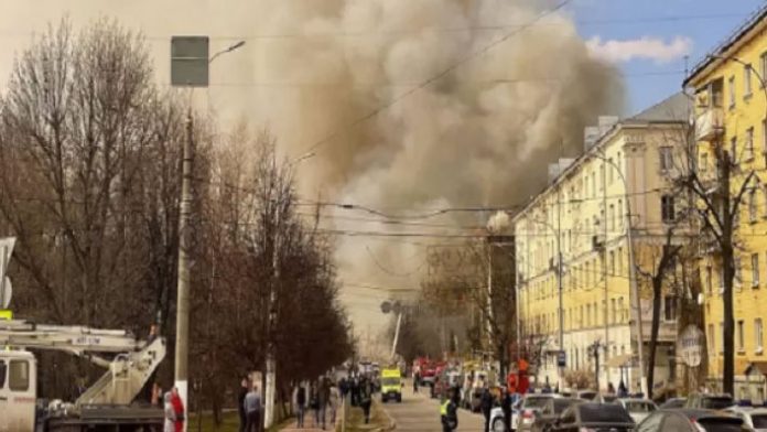 Fire in Scientific Institute Russia