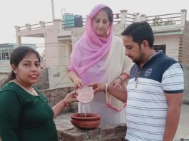 एमपी रोही के सेवादारों ने पक्षियों के लिए रखे सकोर, किया रक्तदान