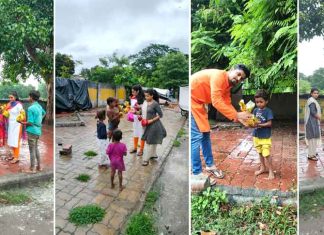 छतरपुर (दिल्ली) की साध संगत ने अवतार माह की खुशी में जरूरतमंद बच्चों को बांटा खाने का सामान