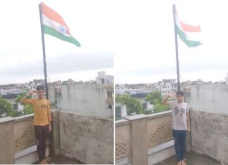 जयंत इन्सां, कार्तिक इन्सां ने अपने घर की छत पर तिरंगा फहराया