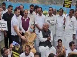 अदानी मामला: विपक्ष ने गांधी प्रतिमा के सामने धरना दिया Adani-case