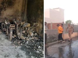 स्पेयर पार्ट्स की दुकान में लगी भीषण आग