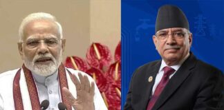 Pushpa Kamal Dahal and Narendra Modi