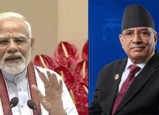 Pushpa Kamal Dahal and Narendra Modi