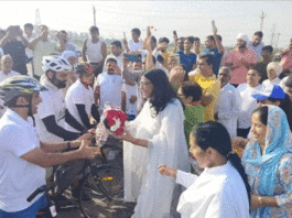 नशा मुक्ति जागरूकता साइकिल रैली का खरखौदा पहुंचने पर स्वागत Nasha Mukti Abhiyan