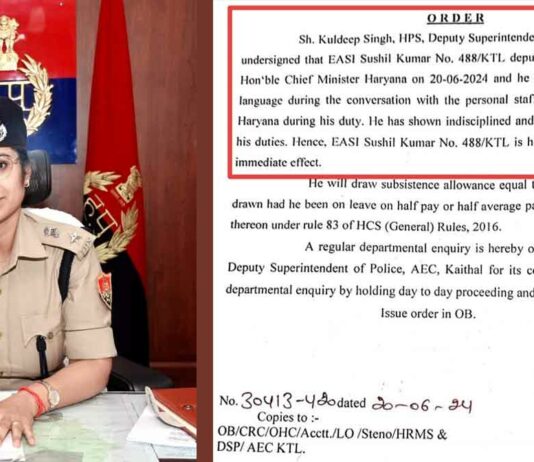 Kaithal News, 2 Police Officers Suspended