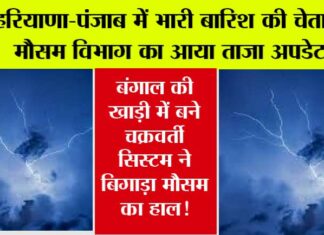 Haryana-Punjab Weather: बंगाल की खाड़ी में बने चक्रवर्ती सिस्टम ने बिगाड़ा मौसम का हाल! कहीं होगी तेज बारिश तो कहीं मौसम रहेगा खुश्क Haryana-Punjab Weather