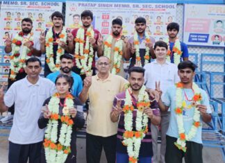 स्टेट सीनियर वुशु चैम्पियनशिप में प्रताप स्कूल के खिलाड़ियों ने जीते पांच स्वर्ण पदक Kharkhauda