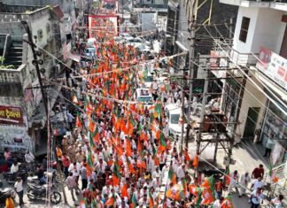 भाजपा उम्मीदवार कंवरपाल गुर्जर के जगाधरी रोड शो में उमड़ा हजारों का जनसैलाब, जगाधरी शहर हुआ भगवामय Yamunanagar News
