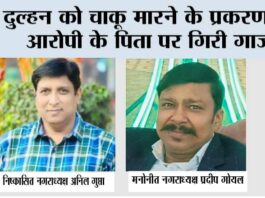दुल्हन को चाकू मारने के प्रकरण में आरोपी के पिता पर गिरी गाज Kairana News
