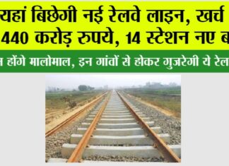New Railway Line: यहां बिछेगी नई रेलवे लाइन, खर्च होंगे 440 करोड़ रुपये, 14 स्टेशन नए बनेंगे, किसानों की जमीनों का होगा अधिग्रहण New Railway Line