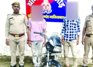 चोरी की बाइक के साथ दो शातिर अभियुक्त गिरफ्तार Ghaziabad News