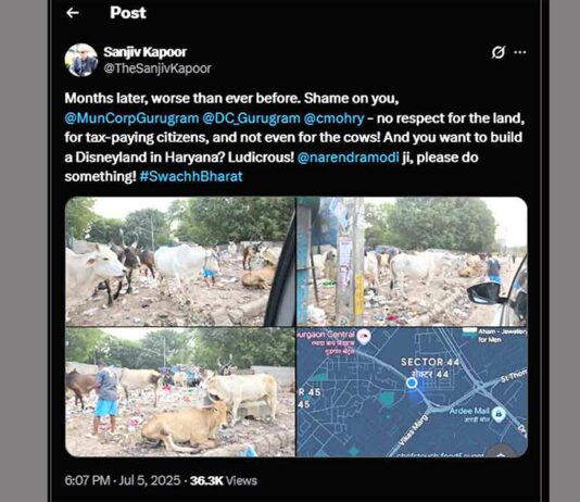 जेट एयरवेज के पूर्व सीईओ ने गुरुग्राम की गंदगी की तस्वीरें प्रधानमंत्री तक पहुंचाई Gurugram News