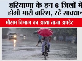 Haryana Weather: हरियाणा के इन 6 जिलों में होगी भारी बारिश! रहें सावधान Haryana Weather