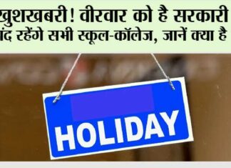 Holiday News: खुशखबरी, वीरवार को है सरकारी छुट्टी, बंद रहेंगे सभी स्कूल-कॉलेज, जानें क्या है वजह? Holiday News