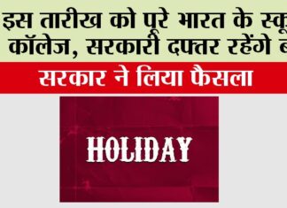 Public Holiday: इस तारीख को पूरे भारत के स्कूल, कॉलेज, सरकारी दफ्तर रहेंगे बंद, सरकार ने लिया फैसला Public Holiday