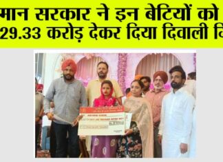 मान सरकार ने इन बेटियों को दिए 29.33 करोड़ देकर दिया दिवाली गिफ्ट Punjab News