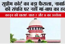 Supreme Court: सुप्रीम कोर्ट का बड़ा फैसला, नाबालिग की संपत्ति पर नहीं मां-बाप का हक Supreme Court