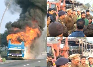 Bus Fire Incident: यात्रियों से भरी बस में लगी भीषण आग, यात्रियों ने कूदकर बचाई जान, सामान जलकर हुआ खाक Firozabad News