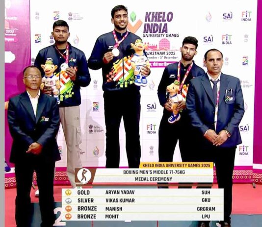 यूनिवर्सिटी गेम्स में आर्यन यादव ने जीता गोल्ड मेडल Kharkhoda