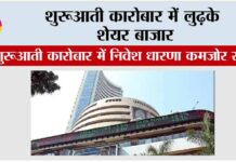 शुरूआती कारोबार में लुढ़के शेयर बाजार Mumbai