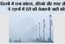 दिल्ली में घना कोहरा, इंडिगो और एयर इंडिया ने उड़ानों में देरी की चेतावनी जारी की New Delhi