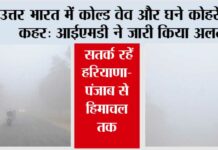 Cold Wave Alert: उत्तर भारत में कोल्ड वेव और घने कोहरे का कहर: आईएमडी ने जारी किया अलर्ट, सतर्क रहें हरियाणा-पंजाब से हिमाचल तक cold wave alert