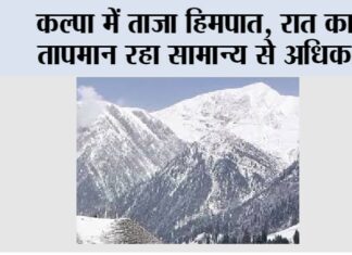 Himachal Pradesh: कल्पा में ताजा हिमपात, रात का तापमान रहा सामान्य से अधिक