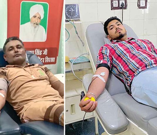 MSG Guru Mantra Bhandara Month:: ब्लॉक मसीतां की बाप-बेटे की जोड़ी ने ऐसे मनाई एमएसजी गुरु मंत्र भंडारा माह की खुशी