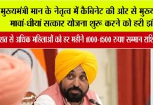 मुख्यमंत्री भगवंत सिंह मान के नेतृत्व में कैबिनेट की ओर से ‘मुख्यमंत्री मावां-धीयां सत्कार योजना’ शुरू करने को हरी झंडी; 97 प्रतिशत से अधिक महिलाओं को हर महीने 1000–1500 रुपए सम्मान राशि मिलेगी Punjab Cabinet