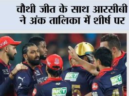 चौथी जीत के साथ आरसीबी ने अंक तालिका में शीर्ष पर Bengaluru